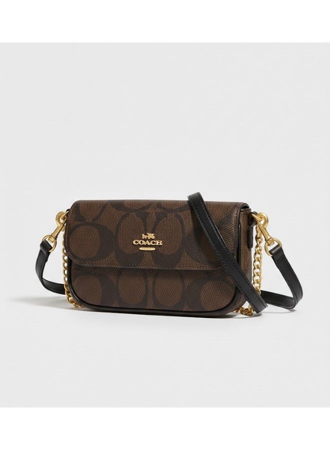 coachoutlet Coach 'Signature' Crossbody Bag - Dark Brown - Gold Hardware - Classic Design - Image 1